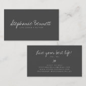 Zwart handgeschreven script handtekening logo life visitekaartje (Voorkant / Achterkant)