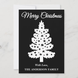 Zwart handgeschreven script kerstboom feestdagenkaart