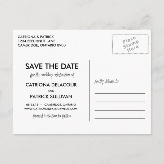 Zwart handgeschreven script Opslaan Briefkaart Dat (Achterkant)