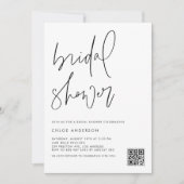 Zwart handgeschreven script QR Code Vrijgezellenfe Kaart (Voorkant)