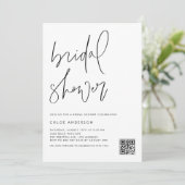 Zwart handgeschreven script QR Code Vrijgezellenfe Kaart (Staand voorkant)