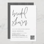 Zwart handgeschreven script QR Code Vrijgezellenfe Kaart (Voorkant / Achterkant)