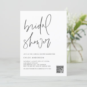 Zwart handgeschreven script QR Code Vrijgezellenfe Kaart