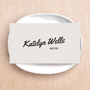 Zwart handgeschreven script Typografie van White Visitekaartje