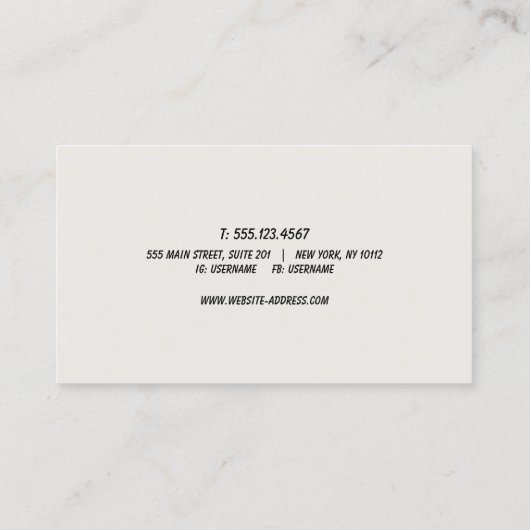 Zwart handgeschreven script Typografie van White Visitekaartje (Achterkant)