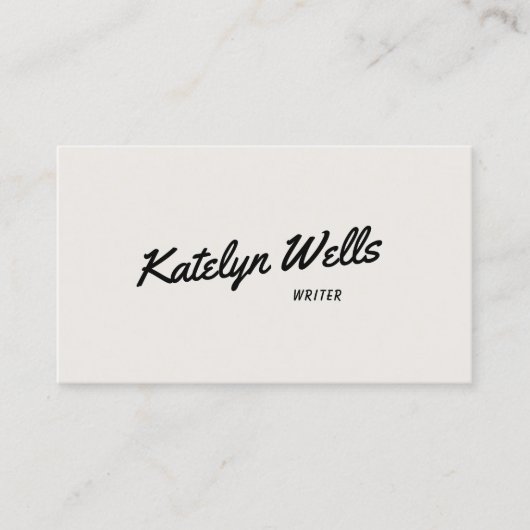 Zwart handgeschreven script Typografie van White Visitekaartje (Voorkant)