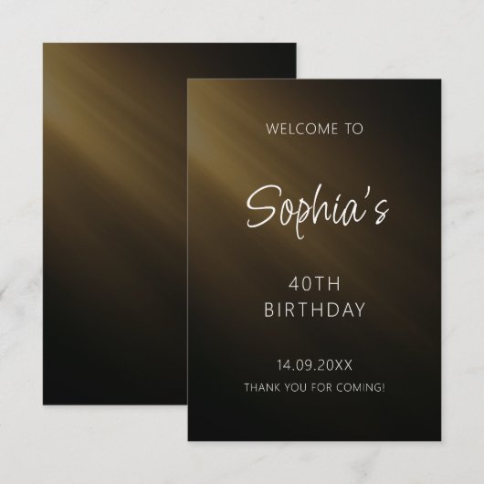 Zwart handgeschreven script verjaardag bedankkaart (Voorkant / Achterkant)