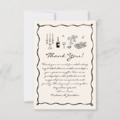 Zwart handgetekend Italiaans Vrijgezellenfeest Bedankkaart (Voorkant)