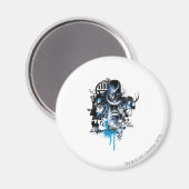 Zwart handje - Blauwe inkeping Magneet (Voorkant / Achterkant)