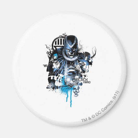 Zwart handje - Blauwe inkeping Magneet (Voorkant)