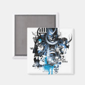 Zwart handje - Blauwe inkeping Magneet (Voorkant / Achterkant)