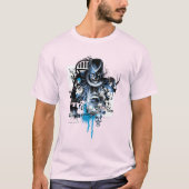 Zwart handje - Blauwe inkeping T-shirt (Voorkant)