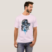 Zwart handje - Blauwe inkeping T-shirt (Voorkant volledig)