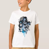 Zwart handje - Blauwe inkeping T-shirt (Voorkant)