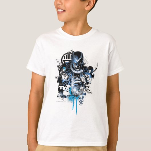 Zwart handje - Blauwe inkeping T-shirt (Voorkant)