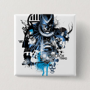 Zwart handje - Blauwe inkeping Vierkante Button 5,1 Cm