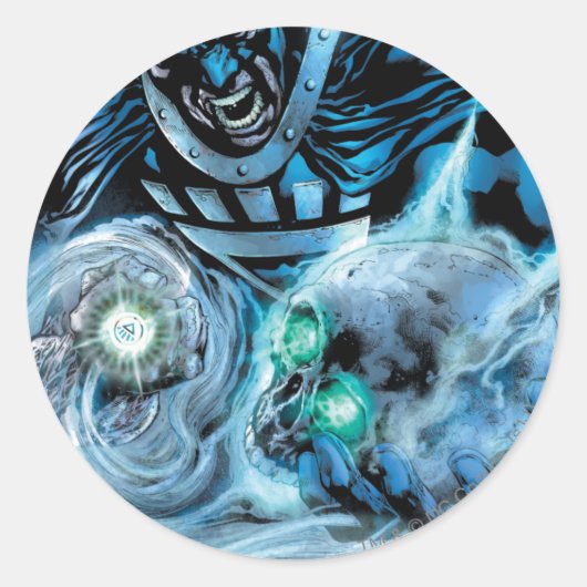 Zwart handje met schedel paneel ronde sticker (Voorkant)