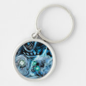 Zwart handje met schedel paneel sleutelhanger (Voorkant)