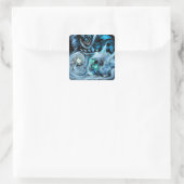 Zwart handje met schedel paneel vierkante sticker (Tas)