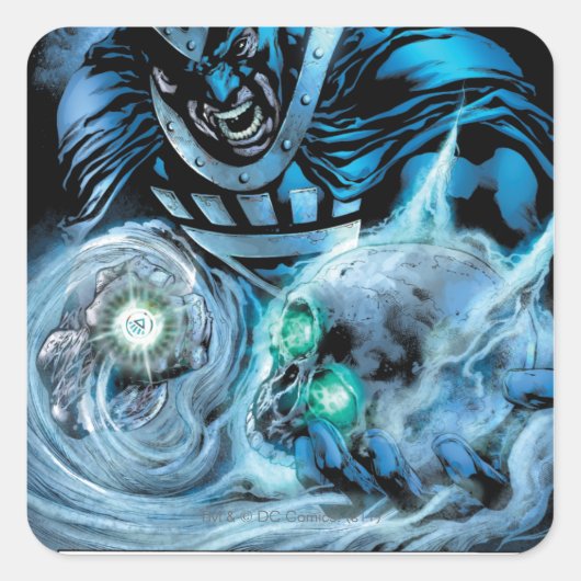 Zwart handje met schedel paneel vierkante sticker (Voorkant)