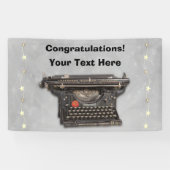 Zwart  Handleiding Typewriter Sterren Congrats Spandoek (Horizontaal)