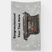 Zwart  Handleiding Typewriter Sterren Congrats Spandoek (Verticaal)