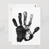 Zwart handpalmafdrukontwerp briefkaart (Voorkant / Achterkant)