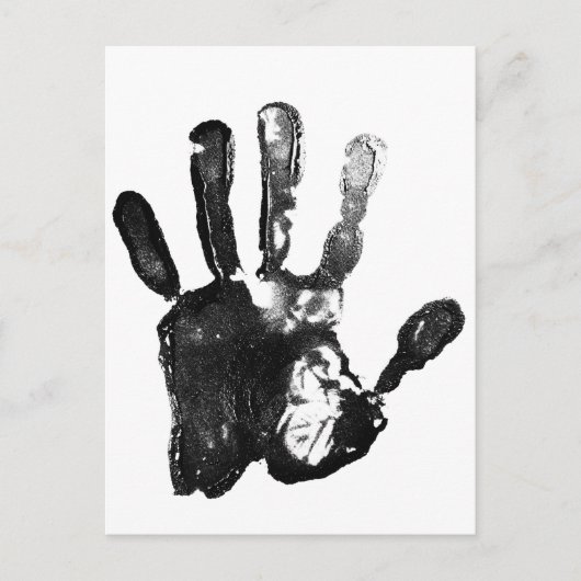 Zwart handpalmafdrukontwerp briefkaart (Voorkant)
