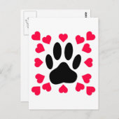 Zwart handschrift afdrukken met hartvormen briefkaart (Voorkant / Achterkant)