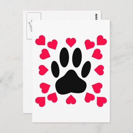 Zwart handschrift afdrukken met hartvormen briefkaart (Voorkant / Achterkant)