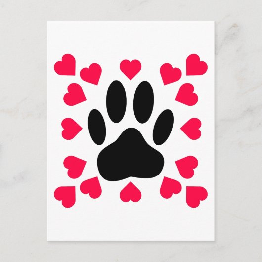 Zwart handschrift afdrukken met hartvormen briefkaart (Voorkant)