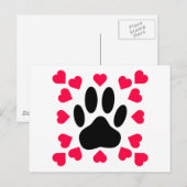 Zwart handschrift afdrukken met hartvormen briefkaart (Voorkant / Achterkant)