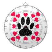 Zwart handschrift afdrukken met hartvormen dartbord (Voorkant)