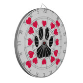 Zwart handschrift afdrukken met hartvormen dartbord (Voorkant Links)