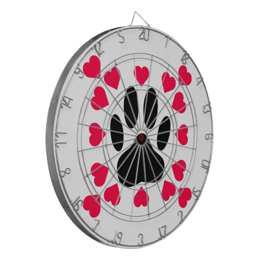 Zwart handschrift afdrukken met hartvormen dartbord (Voorkant Links)