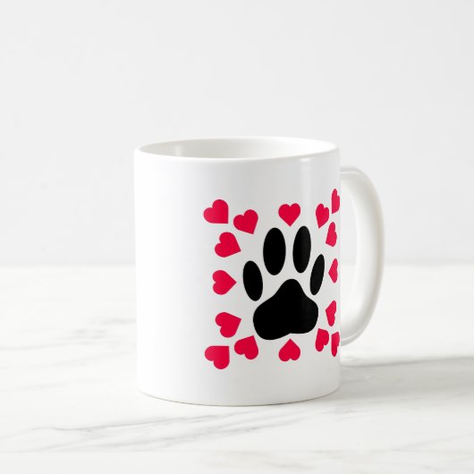 Zwart handschrift afdrukken met hartvormen koffiemok (Voorkant rechts)