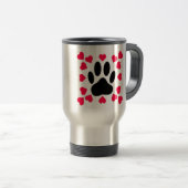 Zwart handschrift afdrukken met hartvormen reisbeker (Voorkant rechts)