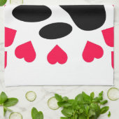 Zwart handschrift afdrukken met hartvormen theedoek (Gevouwen)