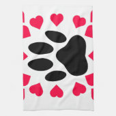 Zwart handschrift afdrukken met hartvormen theedoek (Verticaal)