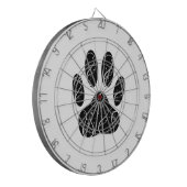 Zwart handschrift afdrukken met witte kleuren dartbord (Voorkant Links)