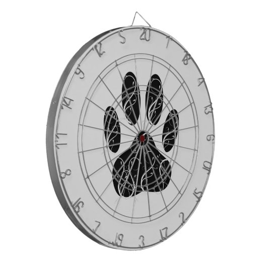 Zwart handschrift afdrukken met witte kleuren dartbord (Voorkant Links)