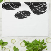 Zwart handschrift afdrukken met witte kleuren theedoek (Gevouwen)