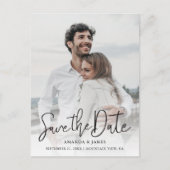 Zwart Handschrift Eenvoudige foto Sla de datum op Aankondigingskaart (Voorkant)