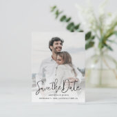 Zwart Handschrift Eenvoudige foto Sla de datum op Aankondigingskaart (Staand voorkant)