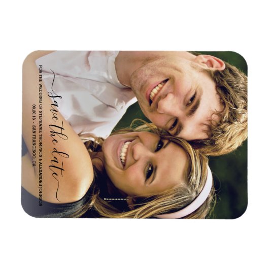 Zwart  handschrift Foto opslaan Datum Magneet (Horizontaal)