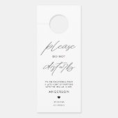 Zwart handschrift niet storen bruiloft deurhanger (Voorkant)