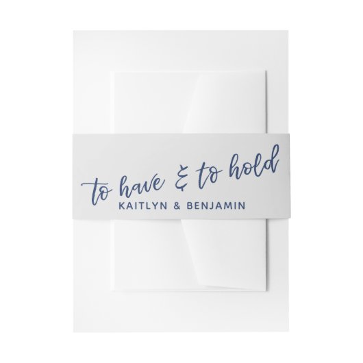 Zwart handschrift om te hebben & om marine op grij uitnodigingen wikkel (Voorkant Voorbeeld)