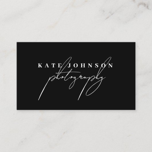 Zwart handschrift QR Code Sociale media Visitekaartje (Voorkant)