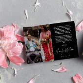 Zwart handschrift script foto bruiloft dank u bedankkaart