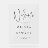 Zwart Handschrift Script Wedding Welkom Acryl Bord (Voorkant)